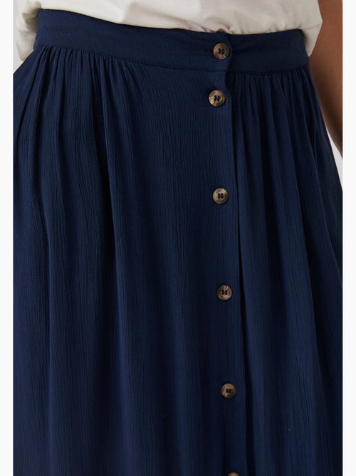 Jupe boutonnée en tissu créponné pure viscose - Damart - Kiabi