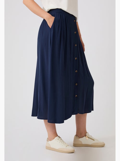 Jupe boutonnée en tissu créponné pure viscose - Damart - Kiabi