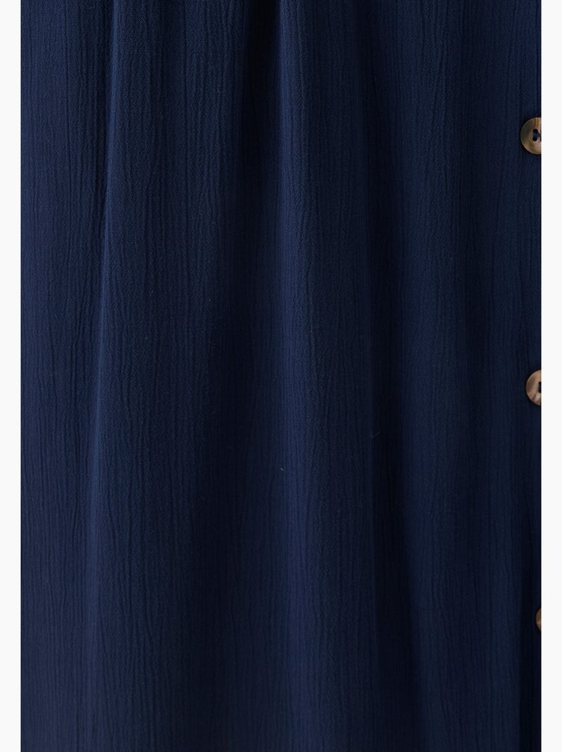 Jupe boutonnée en tissu créponné pure viscose - Damart Bleu - Kiabi