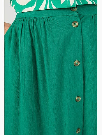 Jupe boutonnée en tissu créponné pure viscose - damart