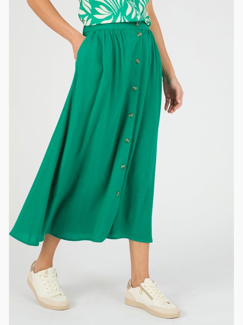 Jupe boutonnée en tissu créponné pure viscose - damart - Kiabi