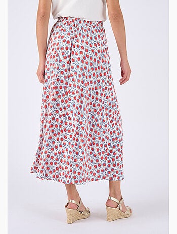 Jupe boutonnée imprimé tulipes - Damart