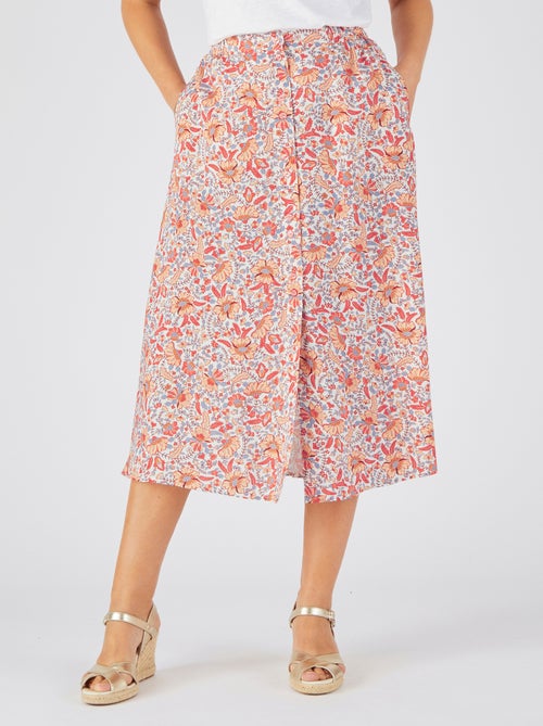 Jupe boutonnée pure viscose - Damart - Kiabi