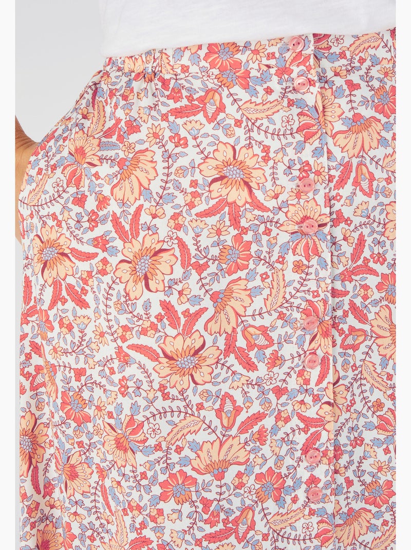 Jupe boutonnée pure viscose - damart Blanc - Kiabi