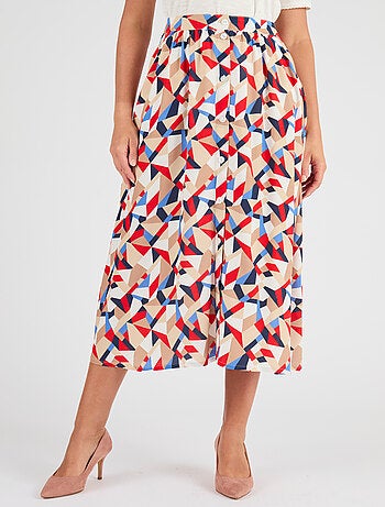 Jupe boutonnée pure viscose - Damart
