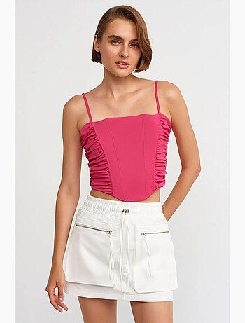 Jupe cargo mini en popeline de coton, taille haute dilvin