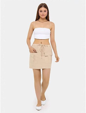 Jupe cargo taille basse en coton
