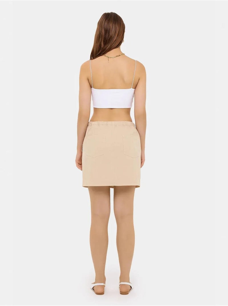 Jupe cargo taille basse en coton Beige naturel - Kiabi