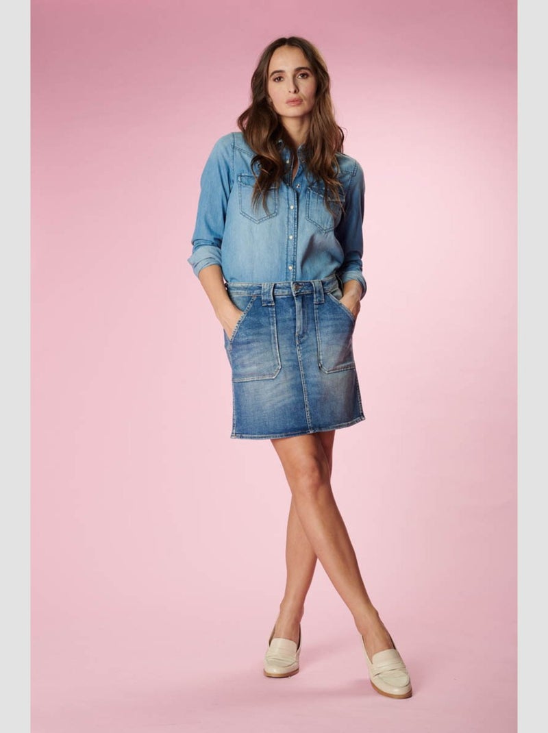 Jupe CARY droite en jeans 'Le Temps Des Cerises' Bleu - Kiabi