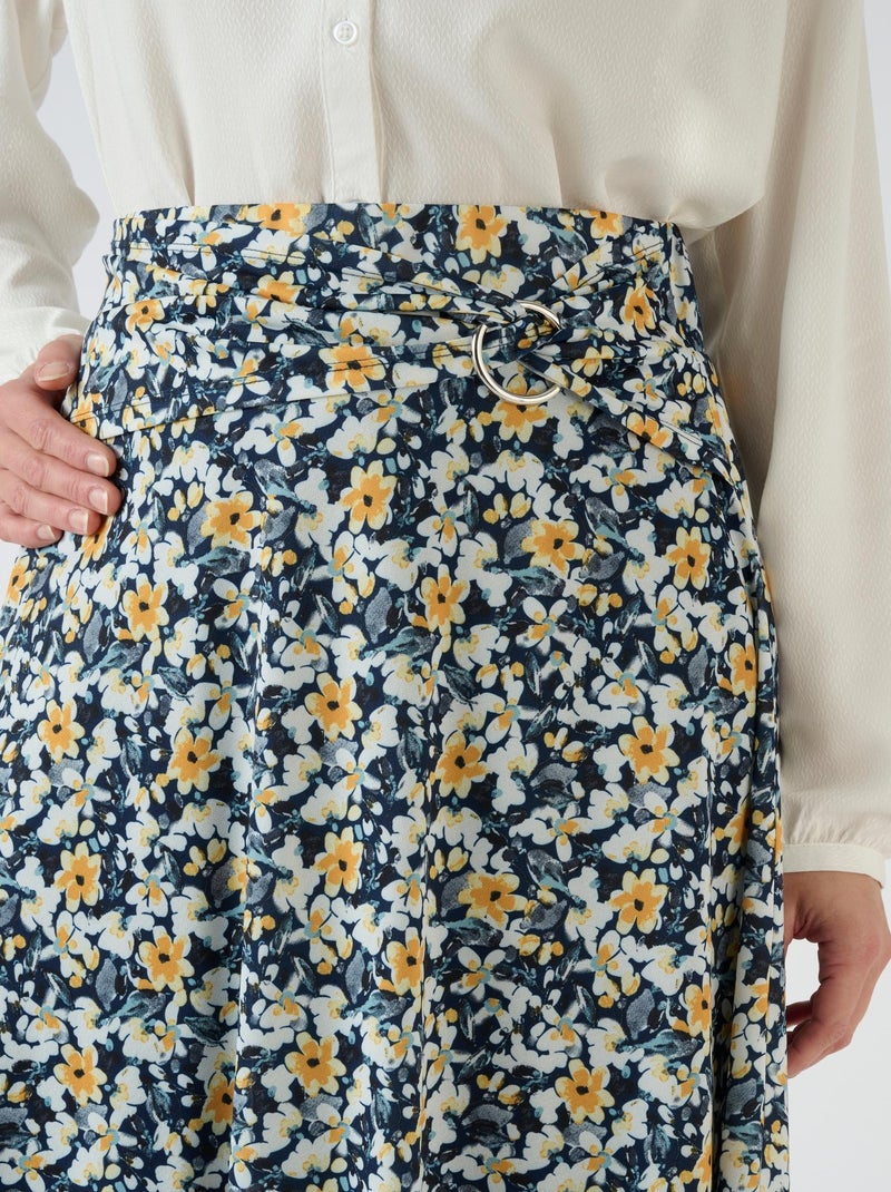 Jupe ceinture à boucle - Damart Bleu marine - Kiabi