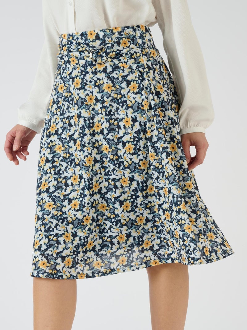 Jupe ceinture à boucle - Damart Bleu marine - Kiabi