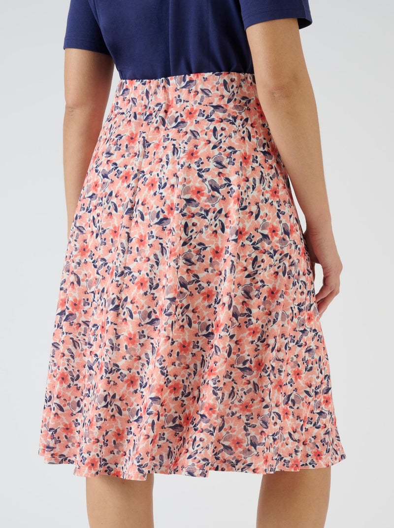 Jupe ceinture à boucle - Damart Orange corail - Kiabi