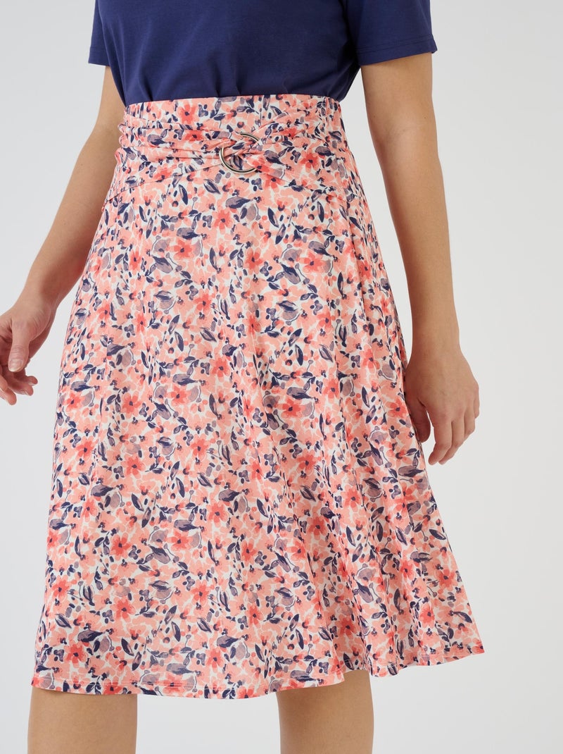 Jupe ceinture à boucle - Damart Orange corail - Kiabi