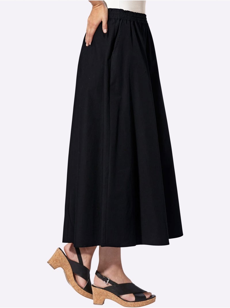Jupe Ceinture Smockée - Taille Standard - Helline Noir - Kiabi