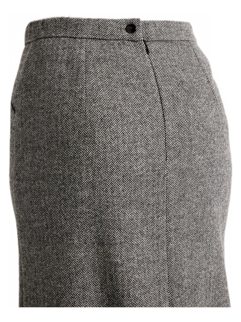 Jupe chevrons ou chiné longueur 65 cm avec laine - Afibel Gris chiné - Kiabi
