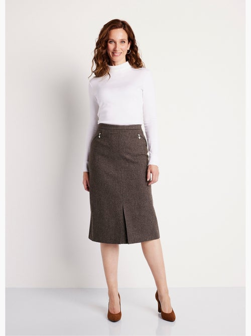 Jupe chevrons ou chiné longueur 65 cm avec laine - Afibel - Kiabi