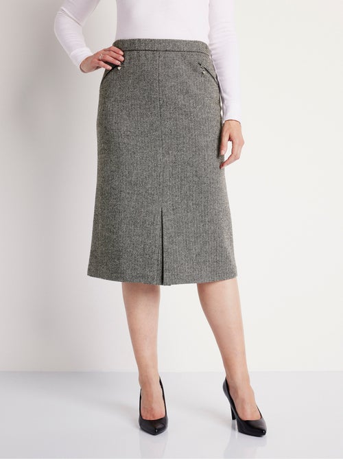 Jupe chevrons ou chiné longueur 65 cm avec laine - Kiabi