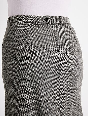 Jupe chevrons ou chiné longueur 70 cm avec laine - Afibel