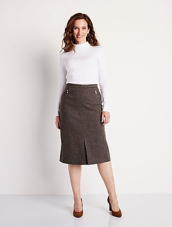Jupe chevrons ou chiné longueur 70 cm avec laine - Afibel