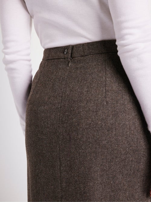 Jupe chevrons ou chiné longueur 70 cm avec laine - Kiabi