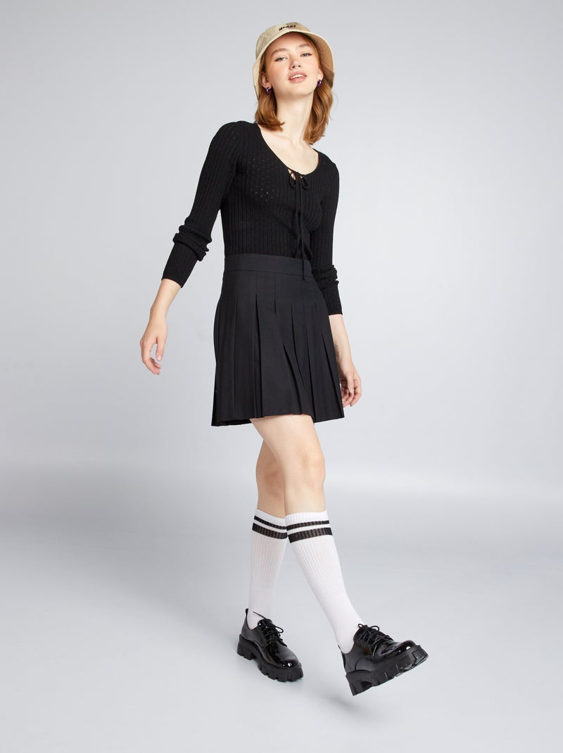 Jupe coupe plissée noir - Kiabi