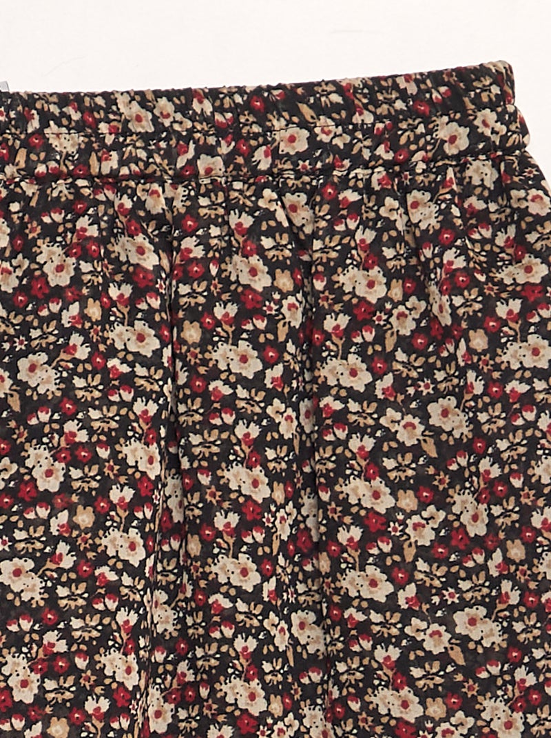 Jupe courte à fleurs Noir/rouge - Kiabi