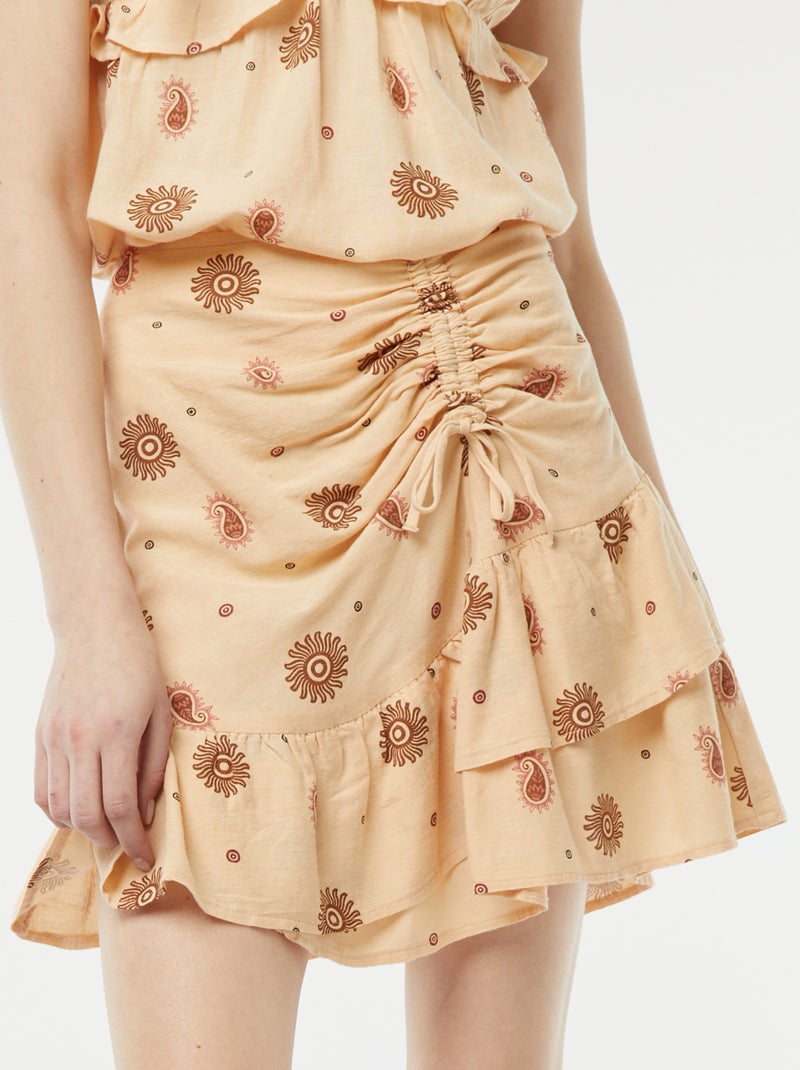 Jupe courte avec base volantée à étages BEIGE - Kiabi