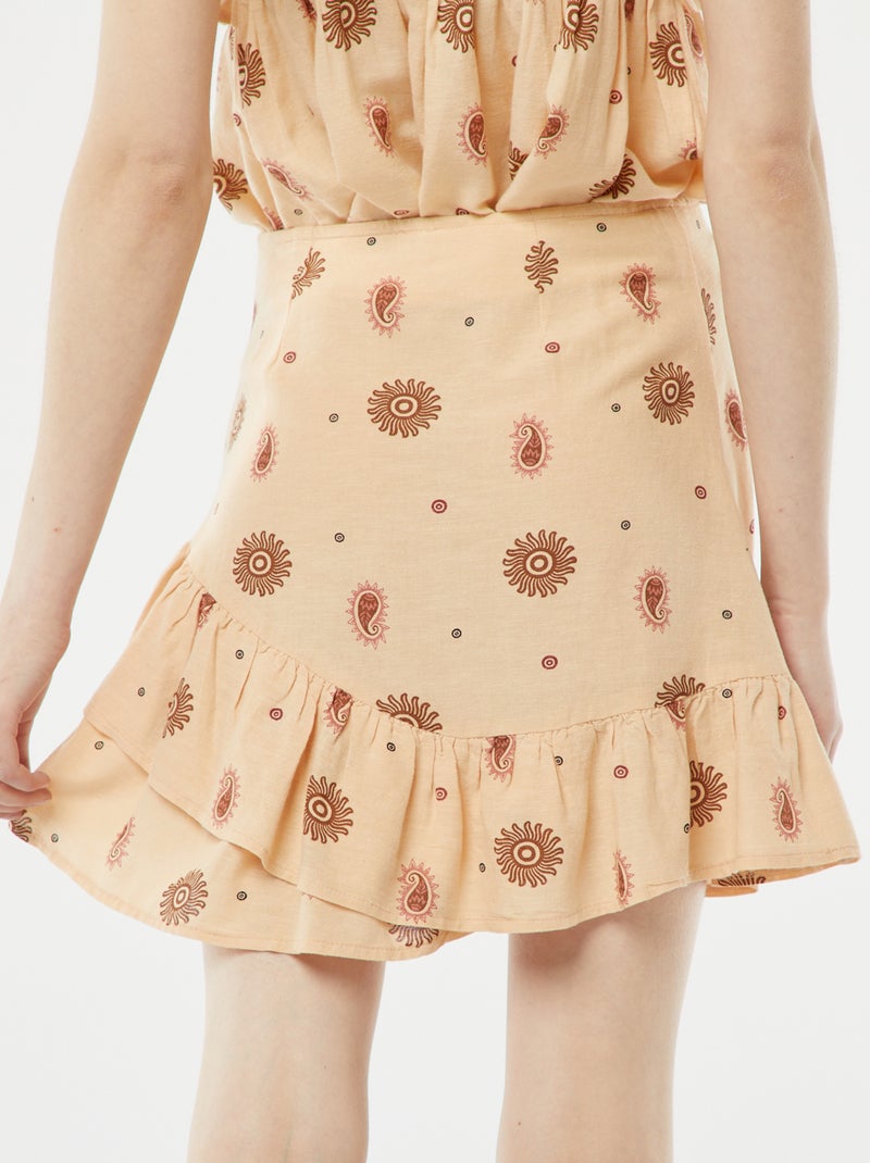 Jupe courte avec base volantée à étages BEIGE - Kiabi