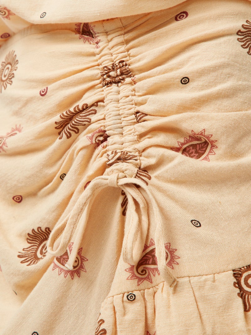 Jupe courte avec base volantée à étages BEIGE - Kiabi