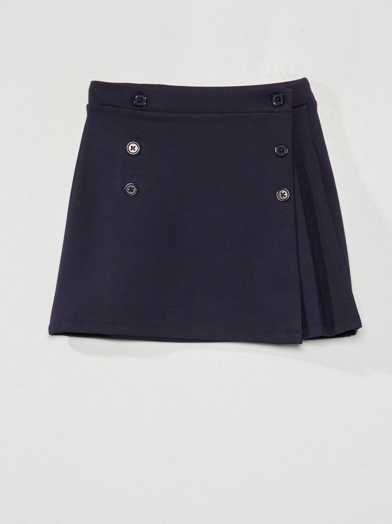 Jupe courte avec boutons devant bleu marine - Kiabi