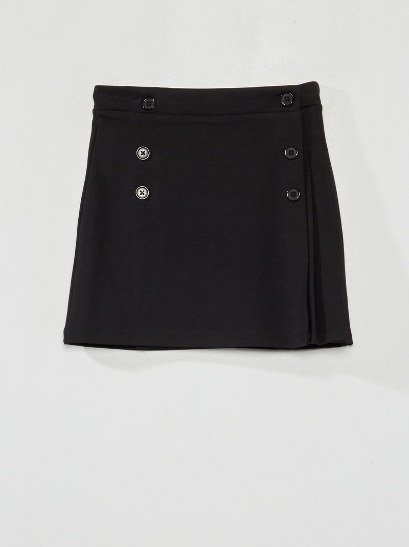 Jupe courte avec boutons devant noir - Kiabi