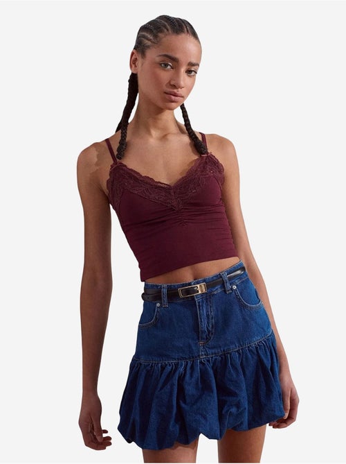Jupe Courte Ballon En Denim, Taille Haute - Kiabi
