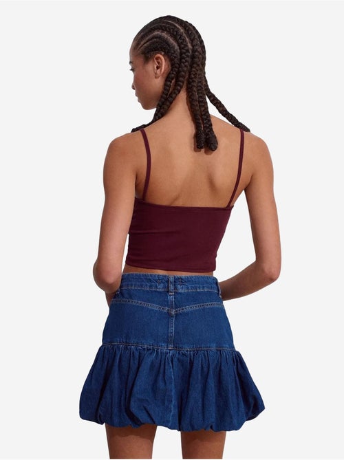 Jupe Courte Ballon En Denim, Taille Haute - Kiabi