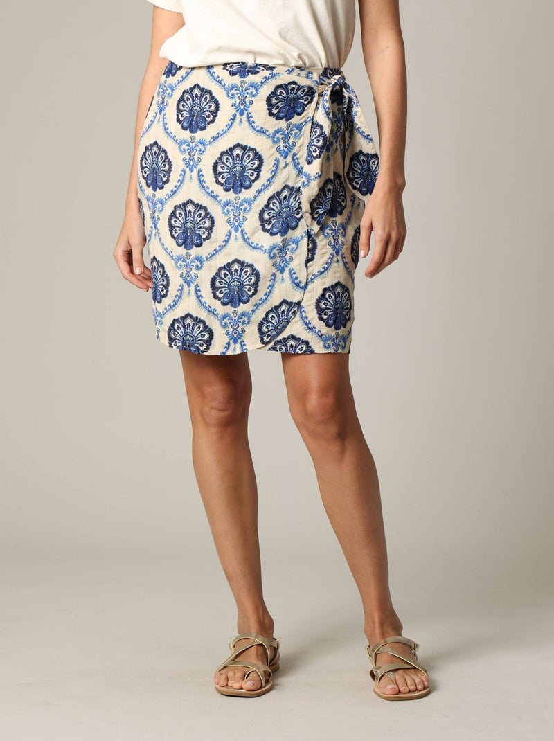 Jupe courte bohème avec imprimé cachemire et fils lurex 'Deeluxe' Bleu - Kiabi