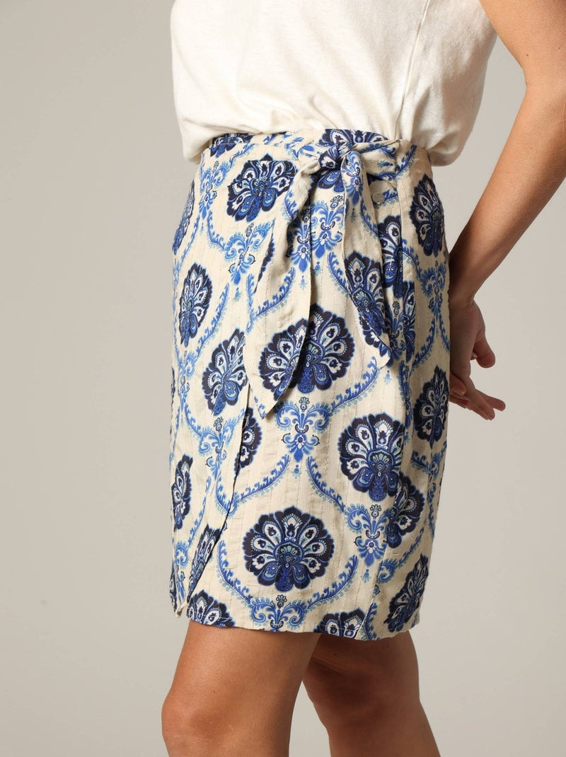 Jupe courte bohème avec imprimé cachemire et fils lurex 'Deeluxe' Bleu - Kiabi