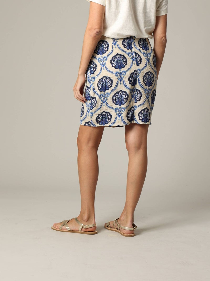 Jupe courte bohème avec imprimé cachemire et fils lurex 'Deeluxe' Bleu - Kiabi