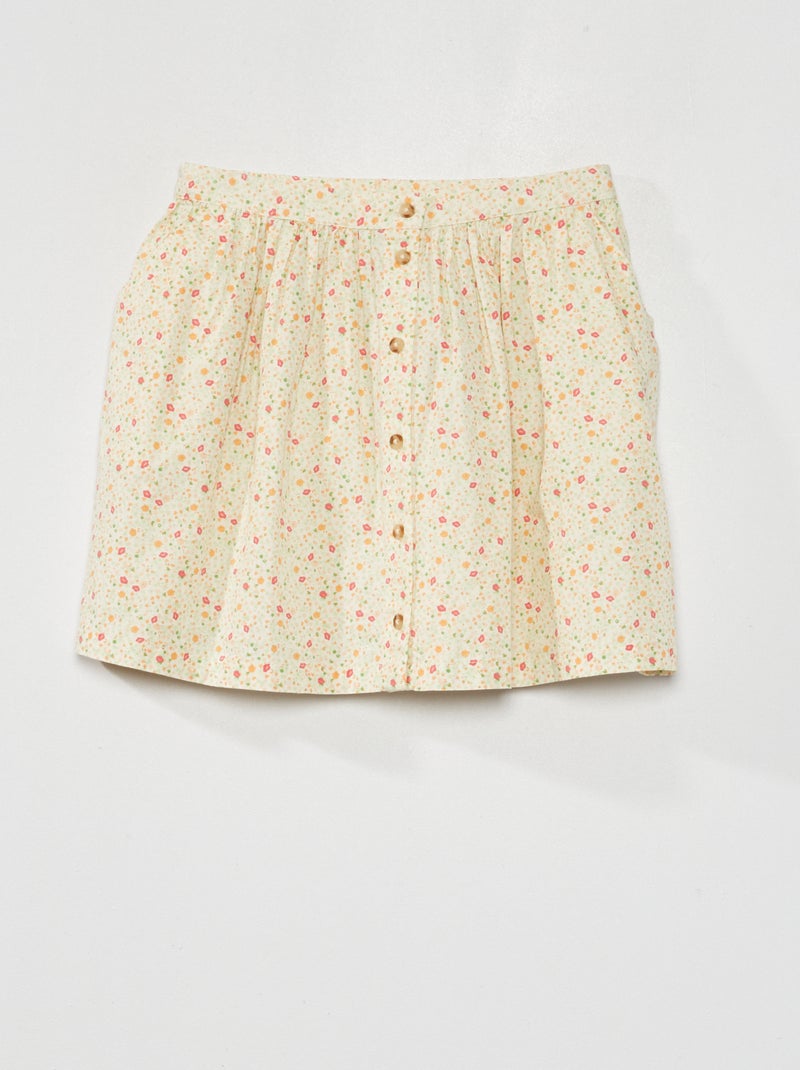 Jupe courte boutonnée Blanc - Kiabi