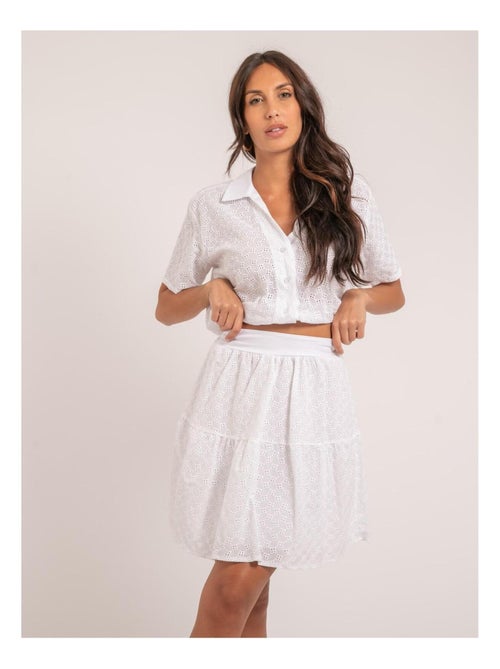Jupe courte broderies anglaises XANNY - Kiabi