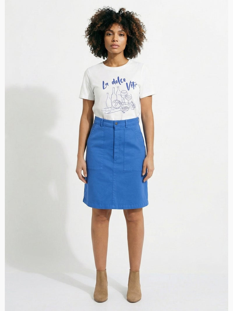 Jupe courte cargo coton stretch - afibel Bleu - Kiabi