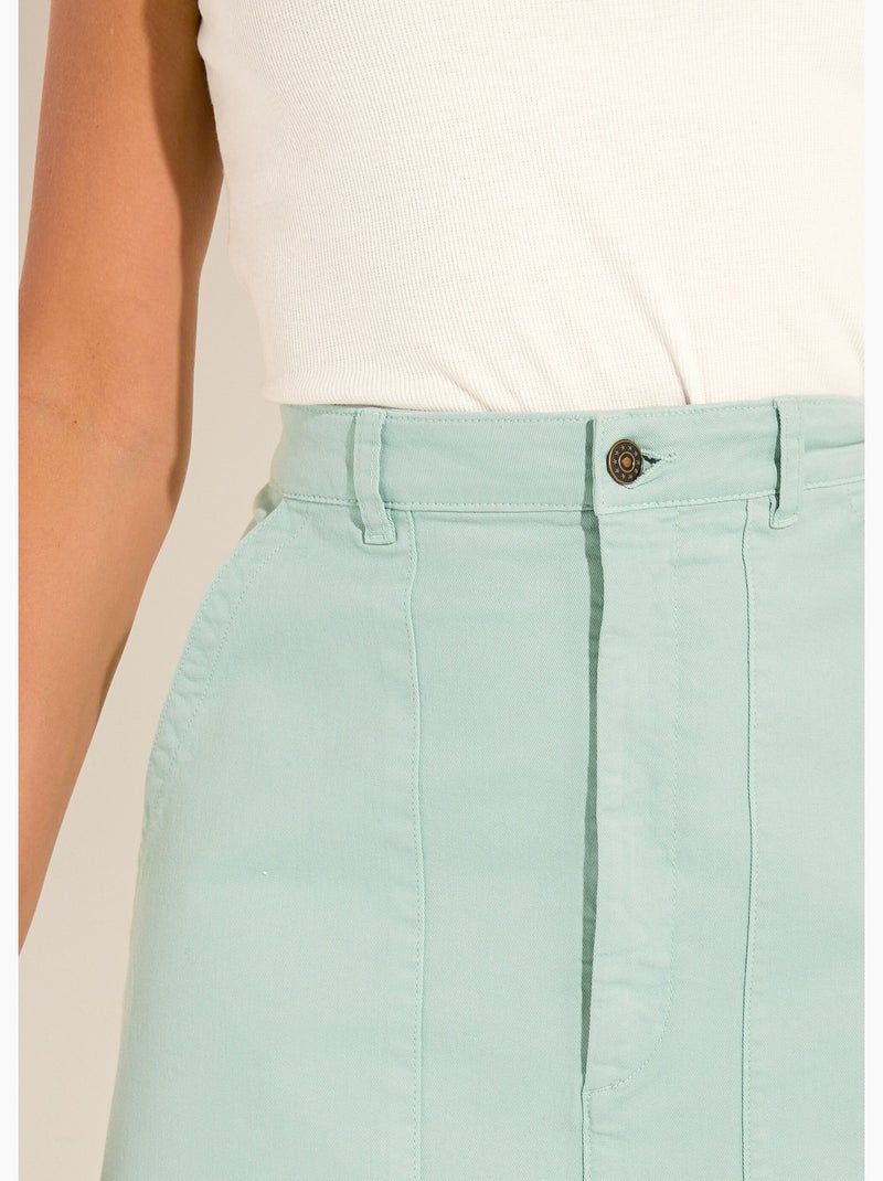 Jupe courte cargo coton stretch - afibel Vert d'eau - Kiabi
