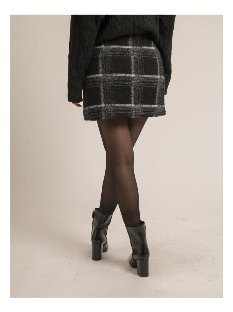 Jupe courte carreaux XARILIA Noir - Kiabi