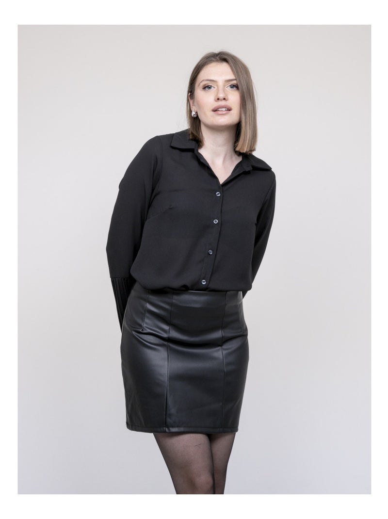 Jupe courte droite en simili cuir XOCHI Noir - Kiabi