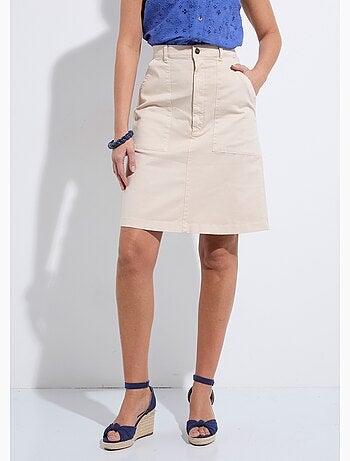 Jupe courte droite poches cargo coton stretch - Afibel