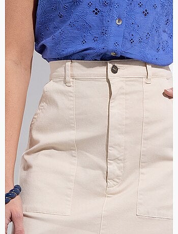 Jupe courte droite poches cargo coton stretch - Afibel