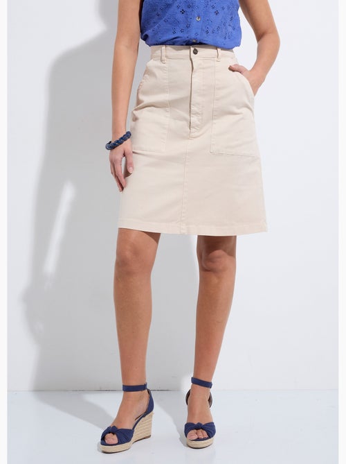 Jupe courte droite poches cargo coton stretch - Afibel - Kiabi