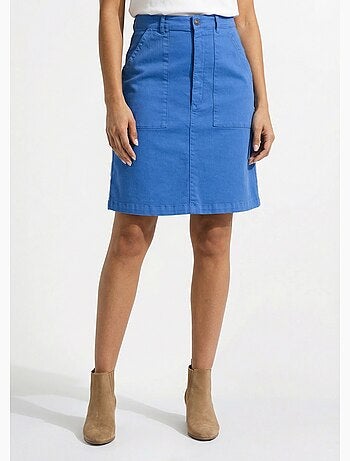 Jupe courte droite poches cargo coton stretch - Afibel