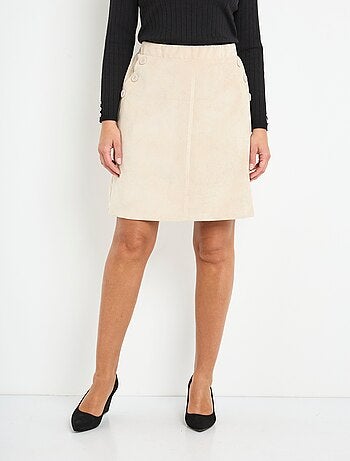 Jupe courte droite velours milleraies ceinture semi-élastiquée - Afibel