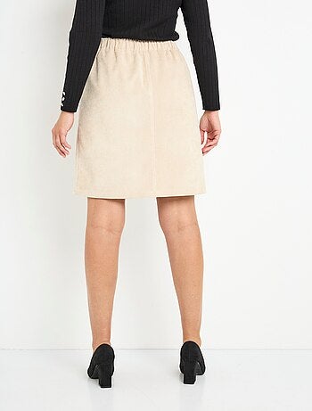 Jupe courte droite velours milleraies ceinture semi-élastiquée - Afibel