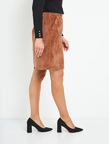 Jupe courte droite velours milleraies ceinture semi-élastiquée - Afibel