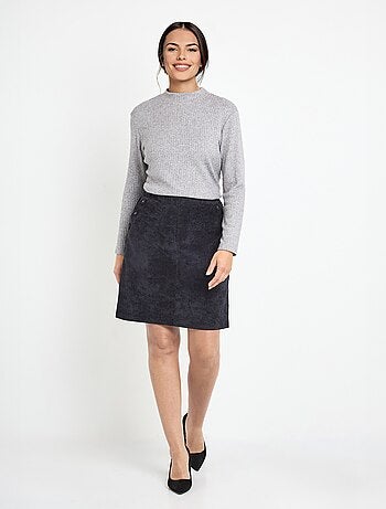 Jupe courte droite velours milleraies ceinture semi-élastiquée - Afibel